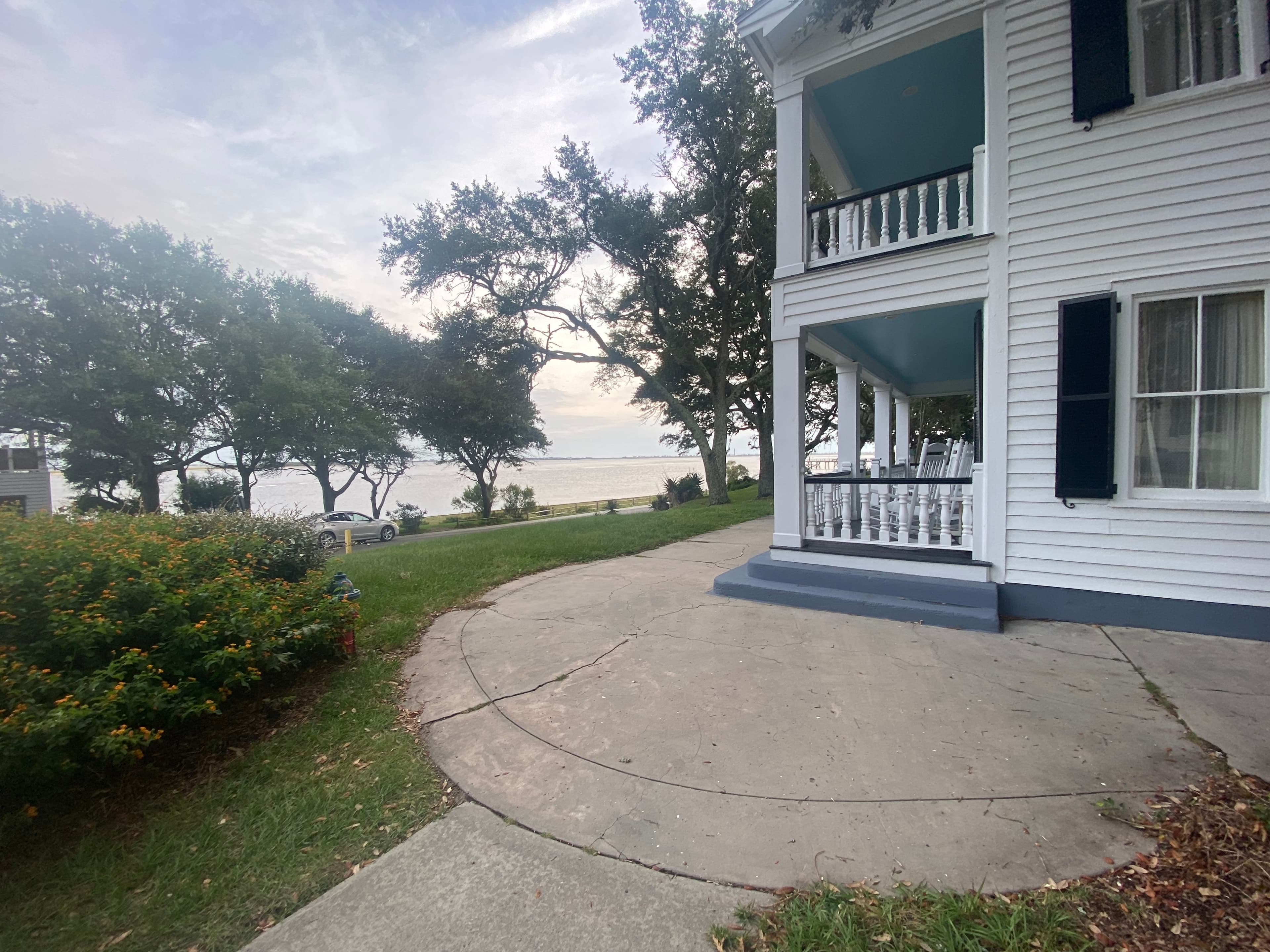 Waterfront home with porch
