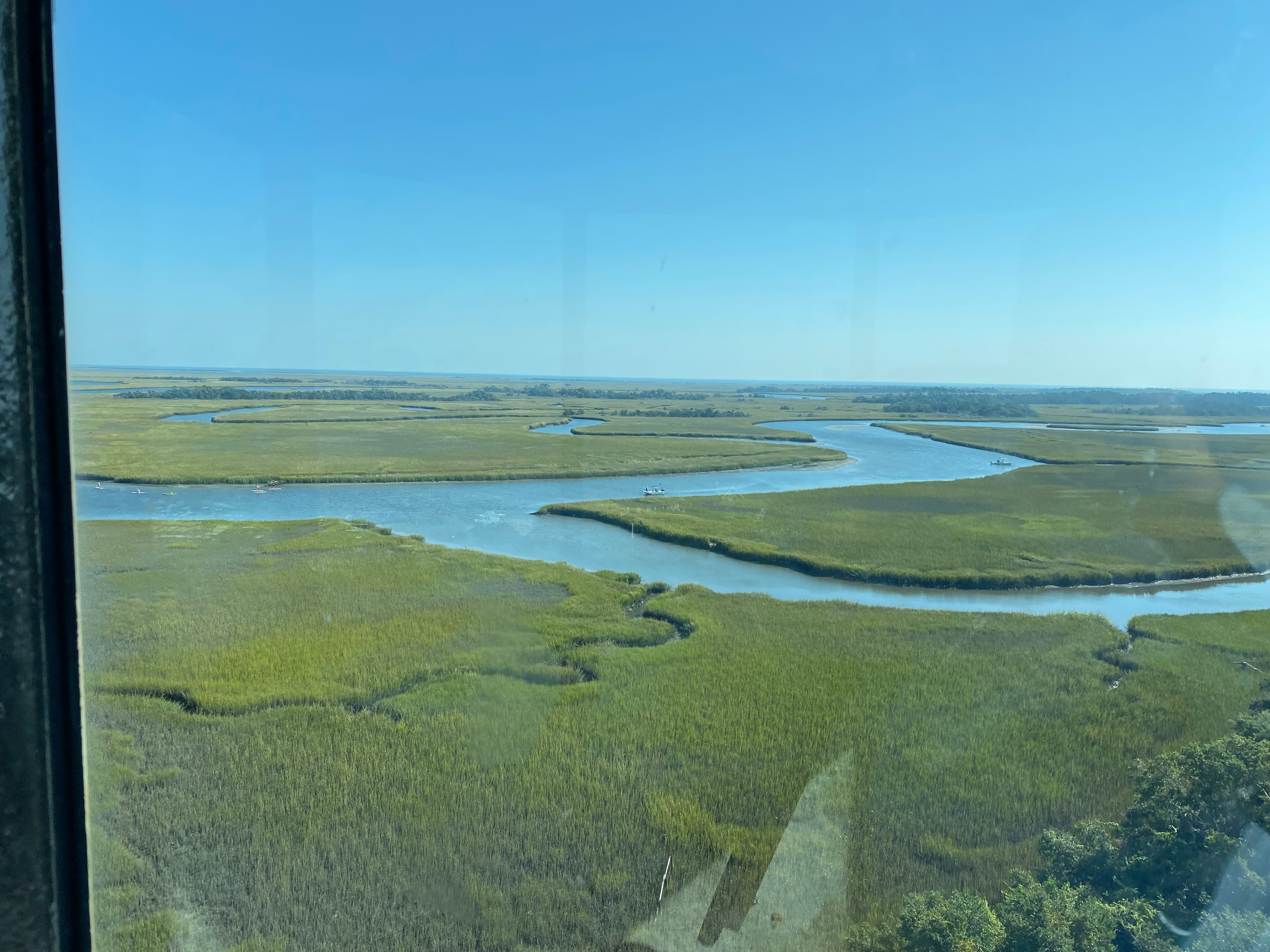 Aerial marsh and waterway view
